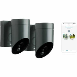 Somfy 1870472 - 2 Outdoor Camera Grises, Caméras De Surveillance Extérieures Sans Fil | Sirène 110 DB | Branchement Possible Sur Un Luminaire Existant - Gris