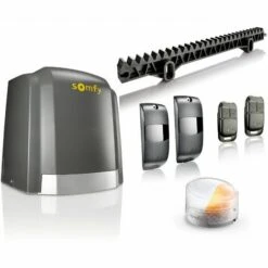 Somfy 2401405 - Motorisation Pour Portail Coulissant Slidymoove 300 | Avec 2 Télécommandes Keypop, 4 Mètres De Crémaillère, 1 Feu Clignotant Et 2 Cellules Photoélectriques
